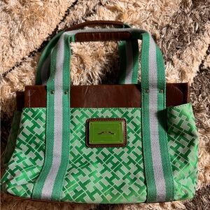 Tommy Hilfiger green and brown purse